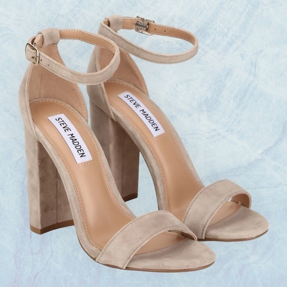 Steve Madden Carson taupe high heel sandals leather upper PU lining size 5.5 - Picture 1 of 11